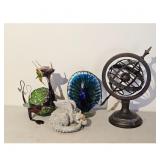Decorative Dragon, Peacock, & CI Armillary Sphere
