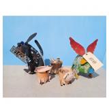 Whimsical Metal Pig and Dog Garden Art Lot