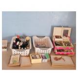 Jewelry Box and Accessories Lot with Necklace