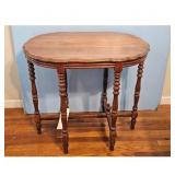Antique Wooden Accent Table with Spool Legs