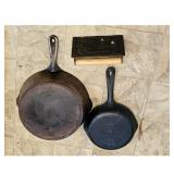 Wagner Ware Cast Iron Skillet & Bacon Press Set