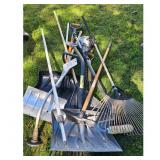 Yard Tool Lot - Snow Shovels, Rake, String Trimmer