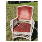 Wicker Rocking Chair with Rust Velvet Upholstery