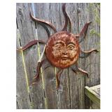 Rustic Metal Sun Face Wall Decor Set