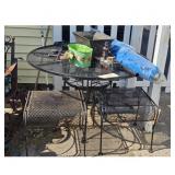 Vintage Metal Patio Set with Decorative Planters