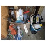 MOP BUCKETS, GRASS SEED, MISC. ITEMS-POOL STICKS