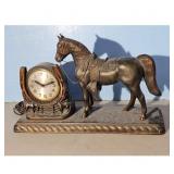 Electric Mantle Clock w/Horse Statue - Metal Art D