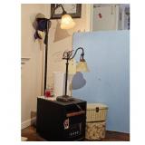 Floor Lamp w/Adjustable Arm & Frosted Glass Shade/