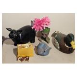 Decorative Items: Black Pig, Groot Planter, Blue