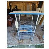 Rolling Wire Basket Storage Cart with Top Shelf