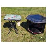 Vintage Folding Side Table with Bird Design & Blac