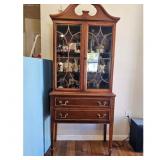 Mahogany China Cabinet Display Hutch -Contents in