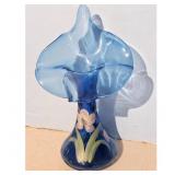 Fenton Hand-Painted Blue Jack in the Pulpit Glass
