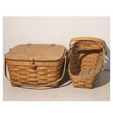 Longaberger Picnic Basket with Lid and Small Carry