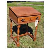 Slant Top Writing Desk with Drawer and Cane Sides