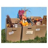 Fall Decor Lot - Wreath, Sign, Pumpkins, Corn Stal