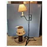 Vintage Rustic Jug Lamp with Apple Shade & Floor L