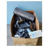 Box of pierced items- Tin Candle Box & Dust Pan Lo