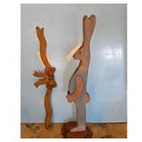 Wooden Easter Bunny Figure with Bow Decor