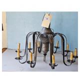 Vintage Tin Chandelier with 8 Candlestick Holders