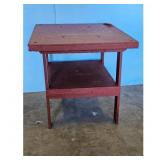 Red Wooden Side Table with Shelf