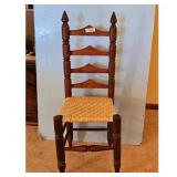 Antique Wooden Ladder Back Chair with Woven Seat