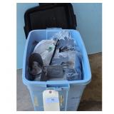 Blue Tote full of 2 Decorative Metal Baskets w/Emb