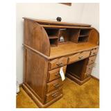 Oak Roll Top Desk with Drawers