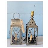 Vintage Metal Lantern Lamps Set of 2