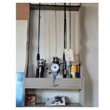 Fishing Rod Rack with Tackle Box and Accessories