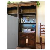 Vintage Wooden Bookcase with Cabinet