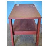 Red Metal Top Work Table with Shelf
