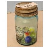 Vintage Blue Ball Perfect Mason Jar with Marbles