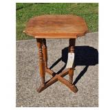 Vintage Wooden Accent Table with Turned Legs