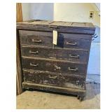 Vintage Wooden Tool Chest Cabinet with Drawers and