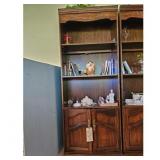 Vintage Wooden Bookcase with Cabinet Doors
