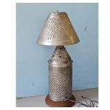 Vintage Tin Punch Lantern Style Table Lamp