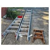 Lot of 3 Ladders: Werner Aluminum Extension Ladder
