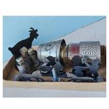 Flat of Metal Silhouette Candle Holders/Salt Shake