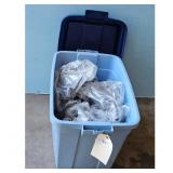 Blue Tote of 3 Decorative Items: Black Bell, 2 Tin