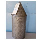 22 Inch Antique Tin Punch Lantern with Figural and