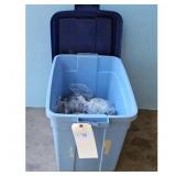 Blue tote full of 3 Metal Candle Holders & Accesso