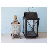 Vintage Lantern Lamp and Black Lantern Set