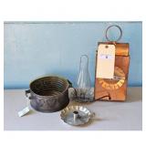 Copper Lantern and Tin Heart Punch Bowl Set