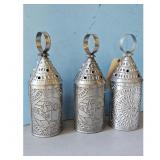 Set of 3 Tin Punch Lanterns with Handles
