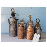 Lot of 7 Vintage Punched Tin and Copper Lanterns