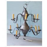 Vintage Tin Chandelier with 12 Candle Holders