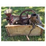 Vintage Red Chief Cast Iron Grain Mill Grinder wit