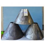 Lot of 3 Vintage Punched Tin Lamp Shades