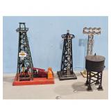 Vintage Toy Oil Derrick, Water Tower, and Spotligh